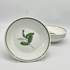 La Primula Italy Olive Branch 8.25" Pasta Salad Bowls Set 4 Green Rim Farmhouse